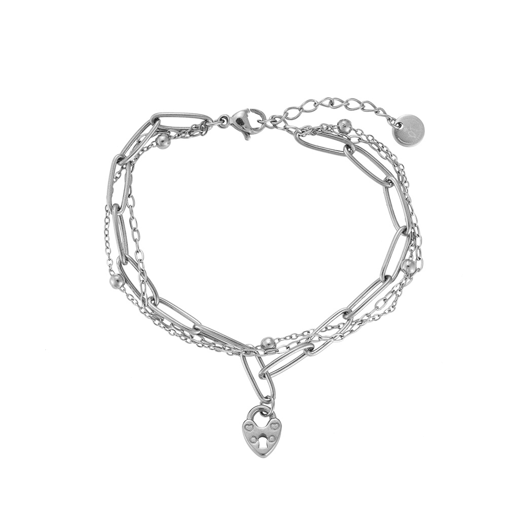 Love lock 3 Layer Chain Stainless Steel Bracelet