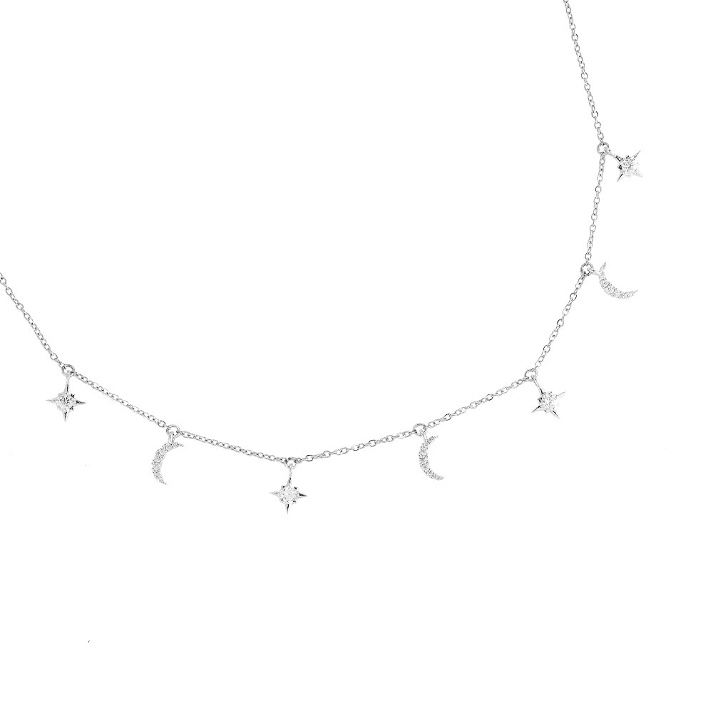 Moons and Stars Stainless Steel Necklace