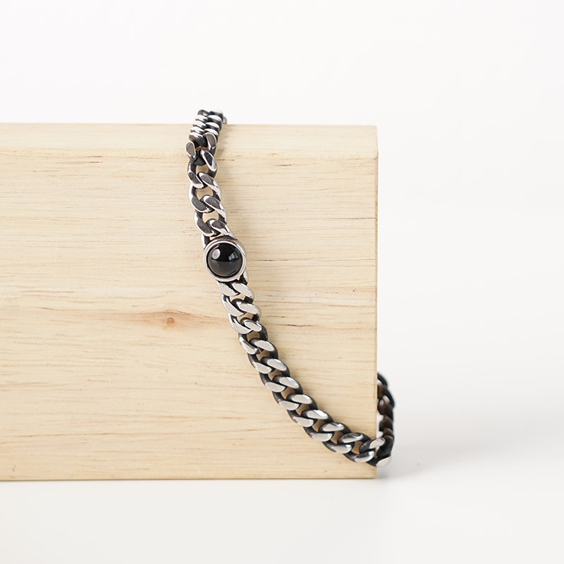 Stone Chains Stainless Steel Bracelet for Men