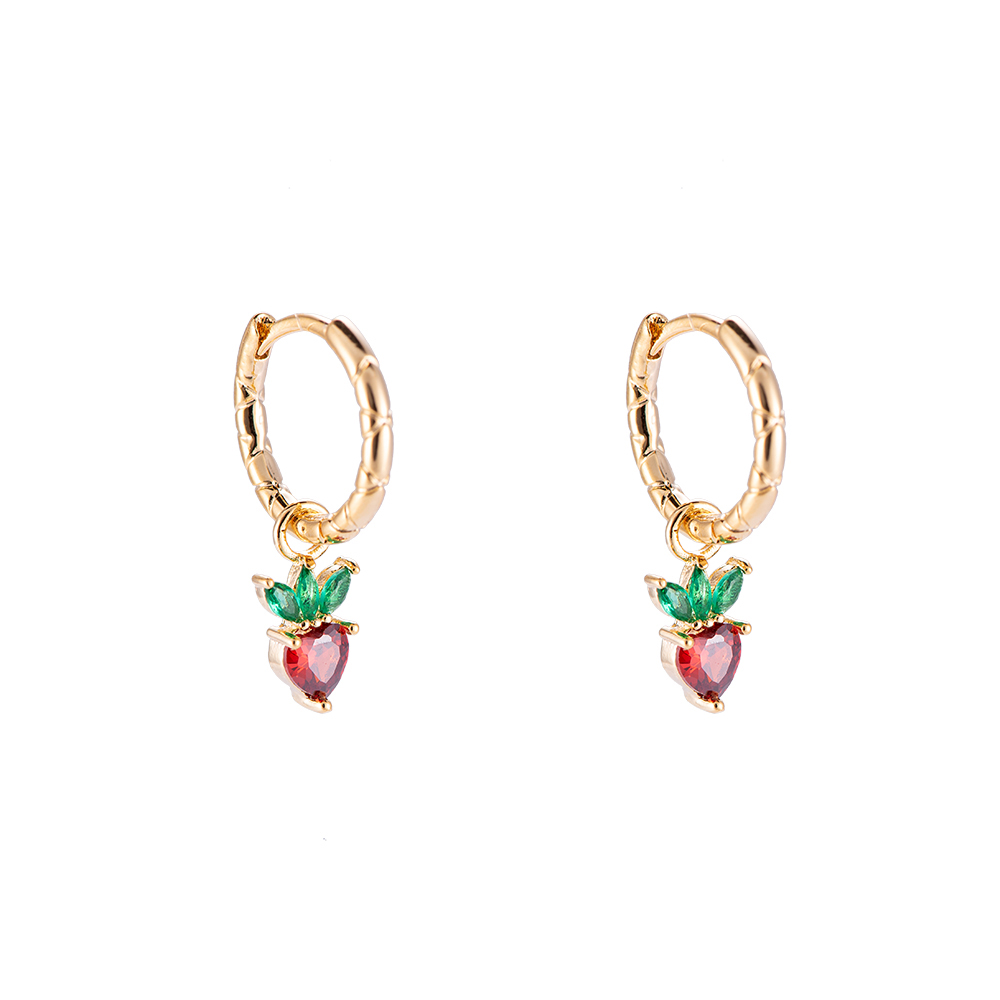 Strawberry Hoop Plated Earrings