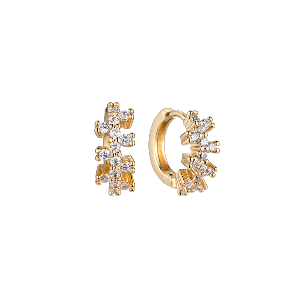 Floral Ladder Diamonds Gold-plated Earrings