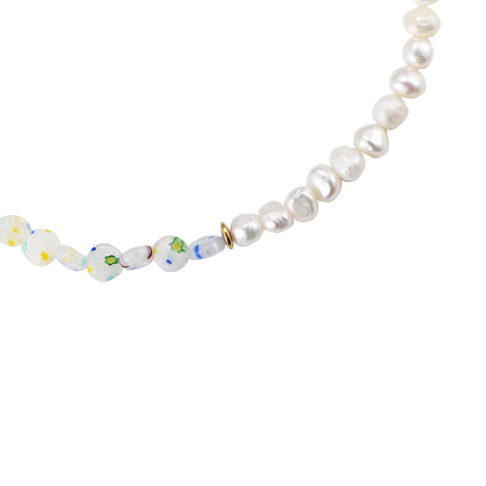 Augusta Half Beads Half Pearl Necklace
