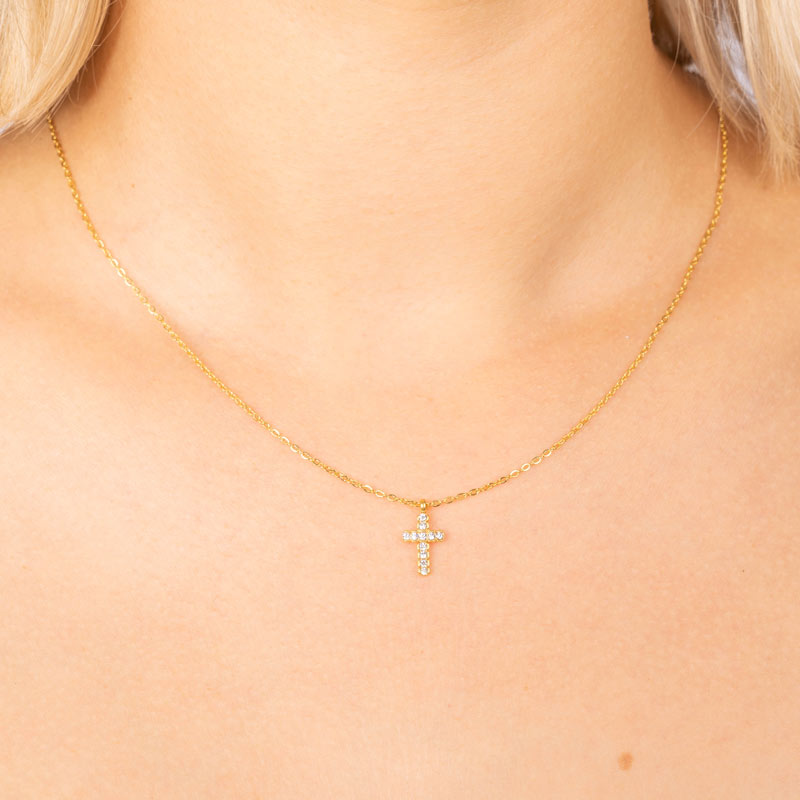 Simple Shining Cross Stainless Steel Necklace