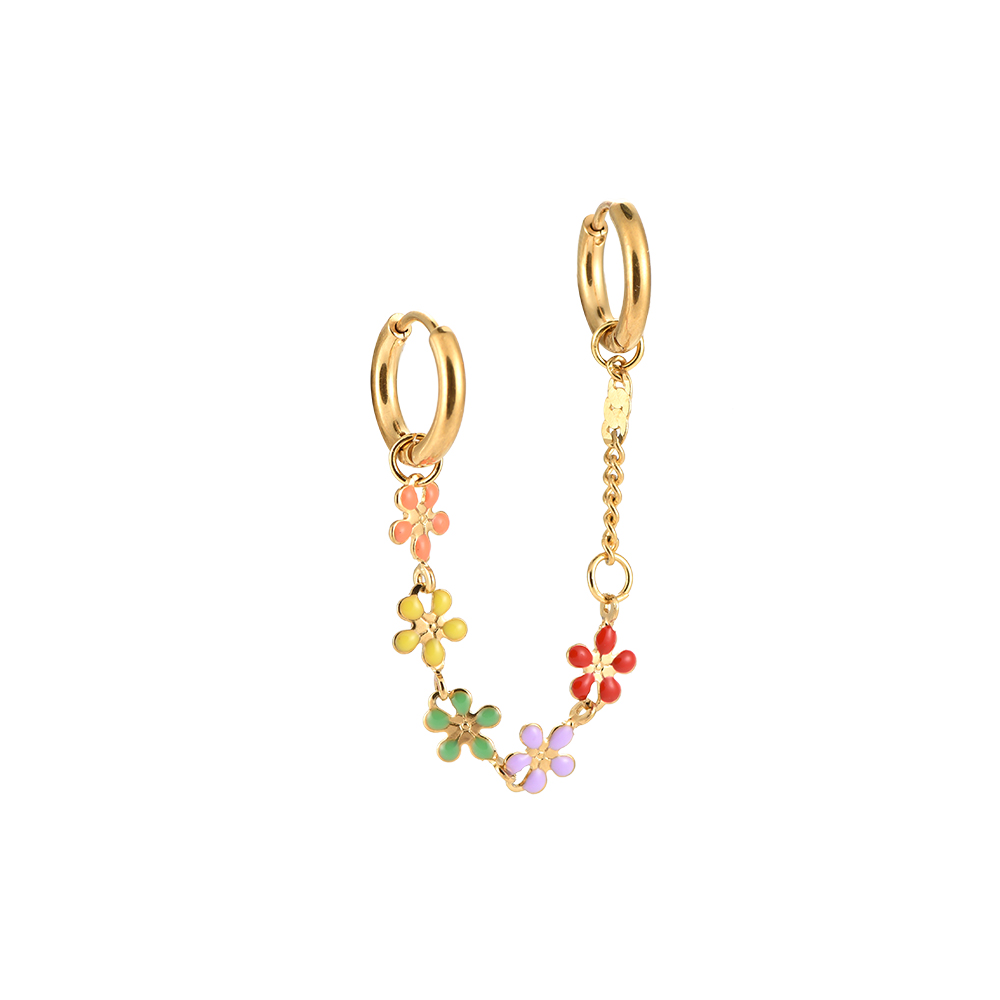 Colorful Enamel Flower Stainless Steel Earring