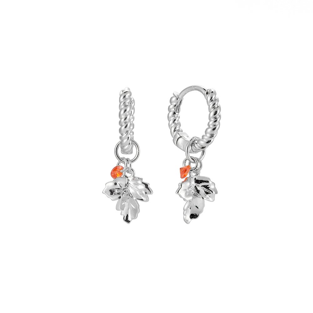 Leaf & Orange Diamond Diamond Plated Earrings