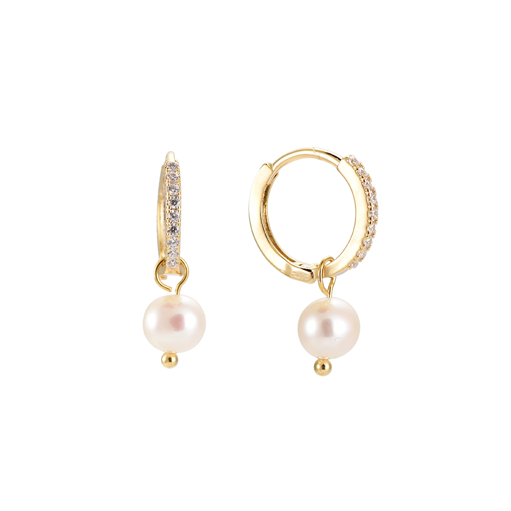 Fine Single Round Pearl Plated Earrings