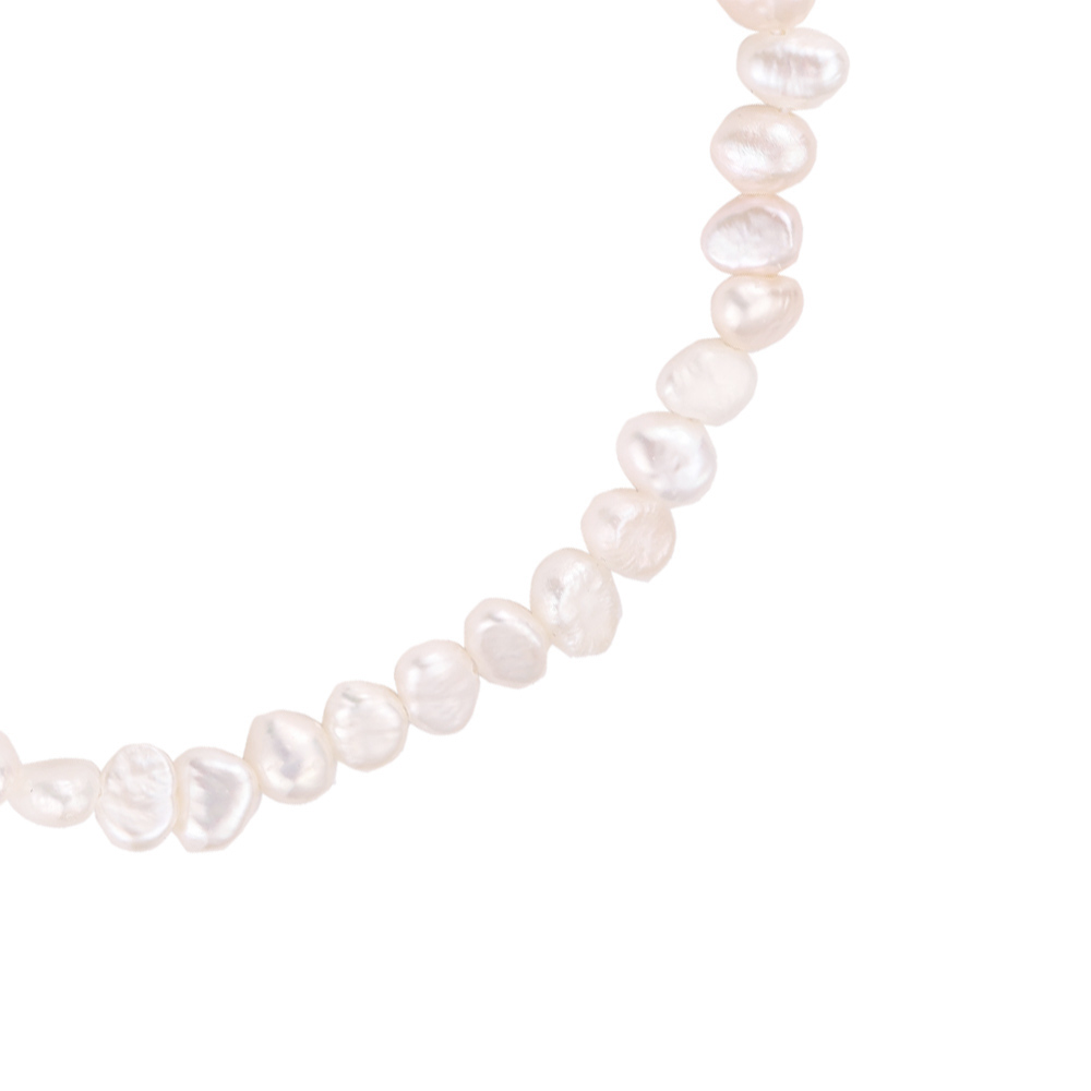 Rugged Line of Pearls Stainless Steel Bracelet