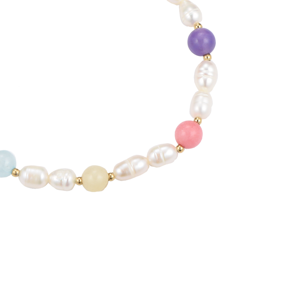 Multicolored Stones & Pearl Armband