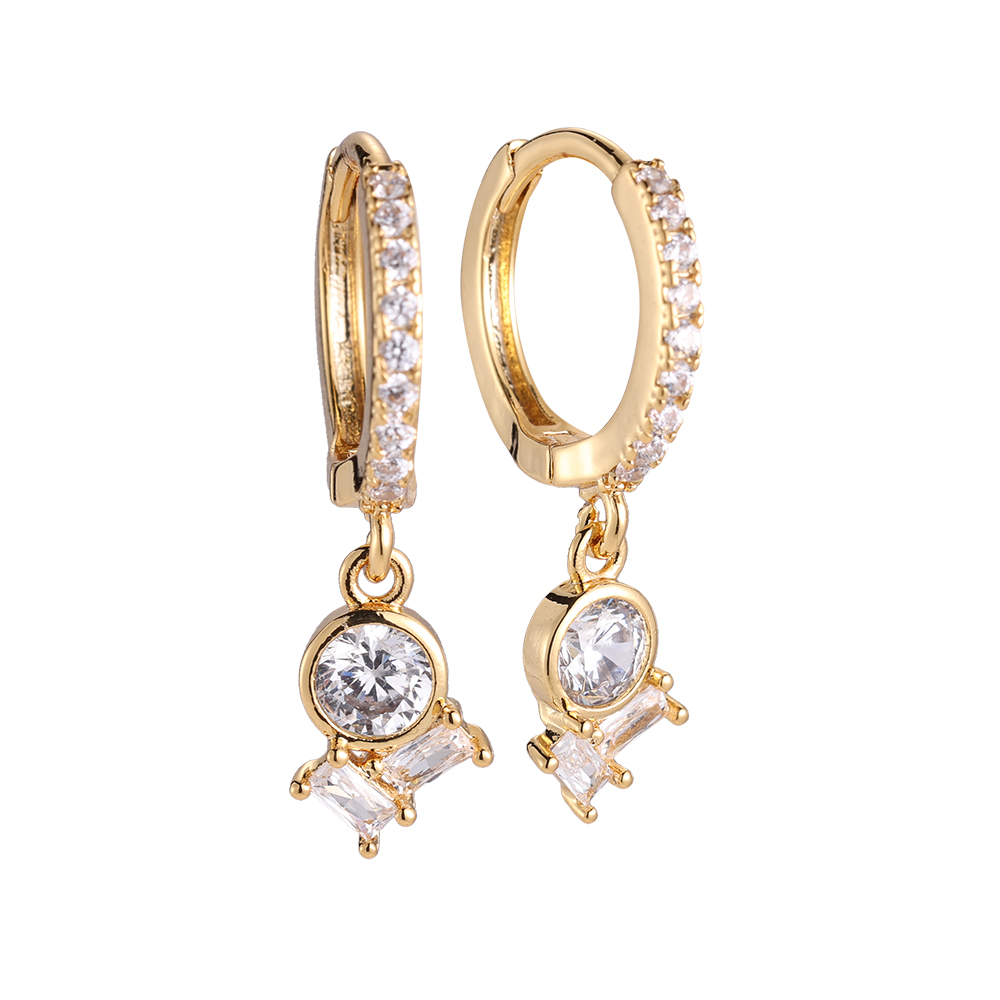 Geometric Diamond Cluster Gold-plated Earrings