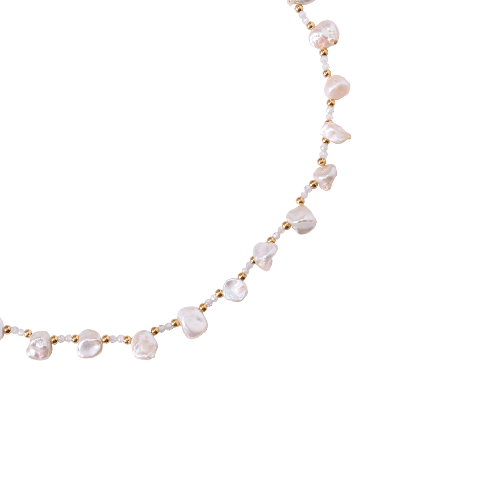 Irreguläre Perle Small Edelstahl Halskette