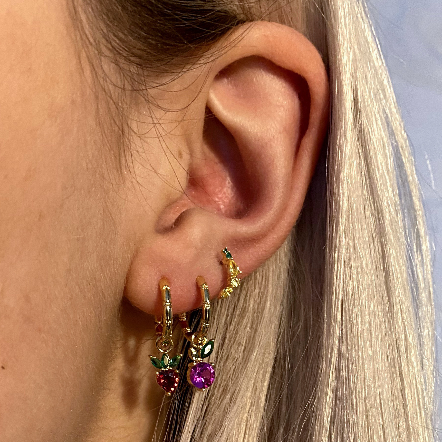 Strawberry Hoop Plated Earrings