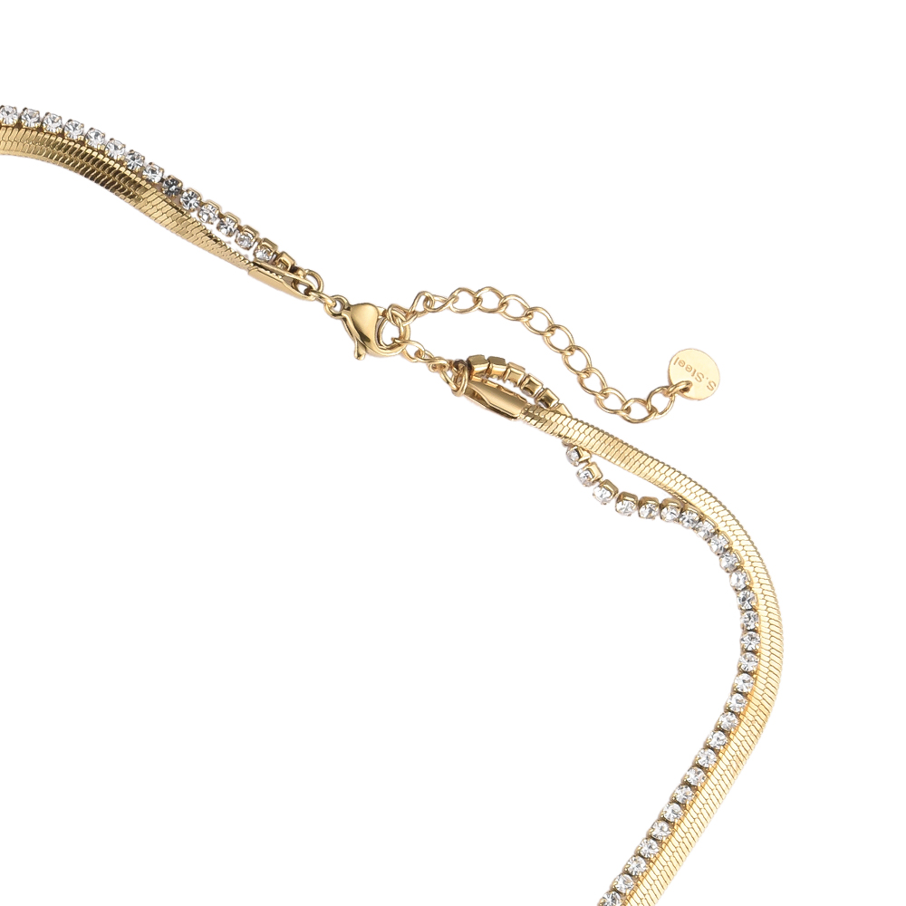 Sparkling Diamond Snake Stainless Steel Necklace