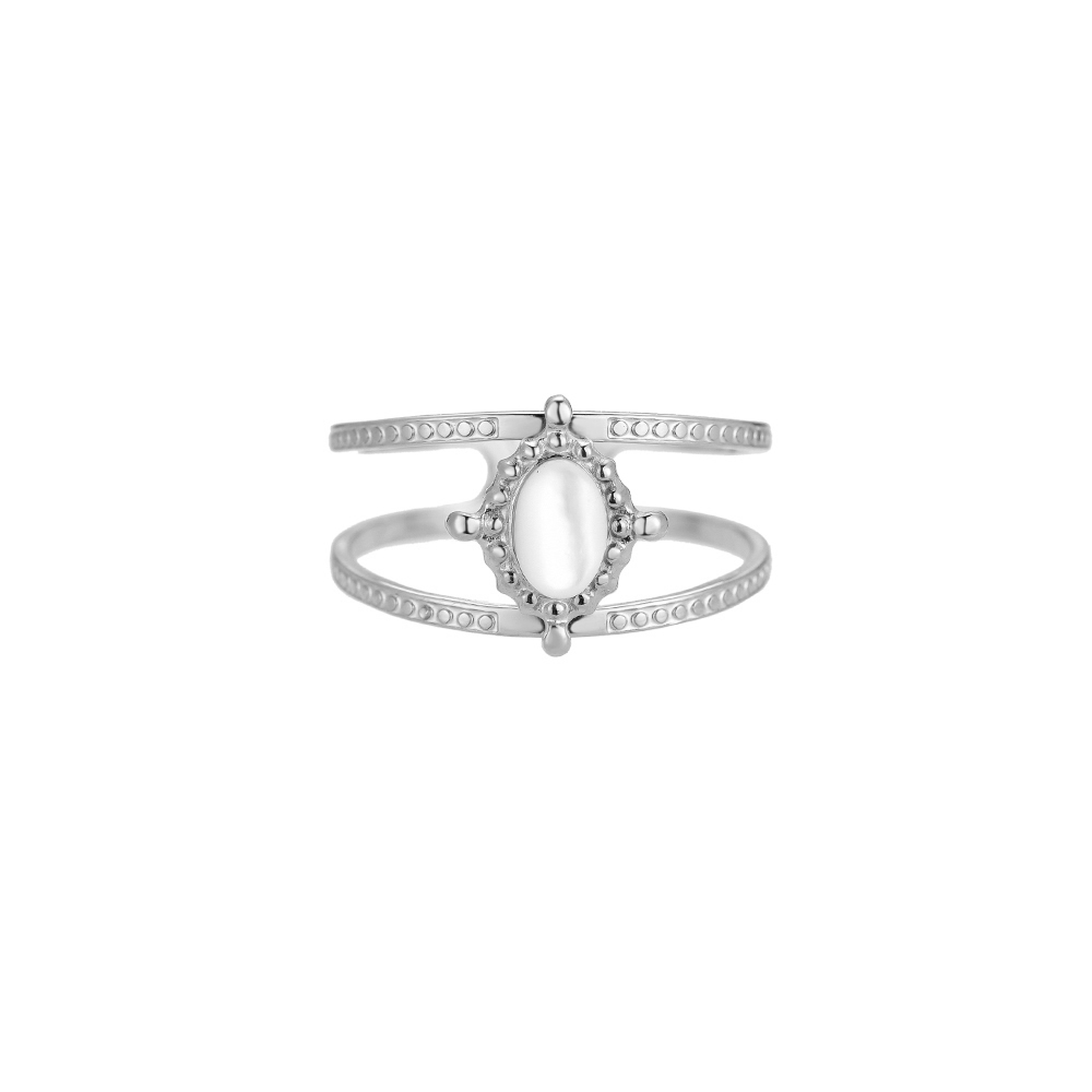 Fine Pearl Signet Edelstahl Ring