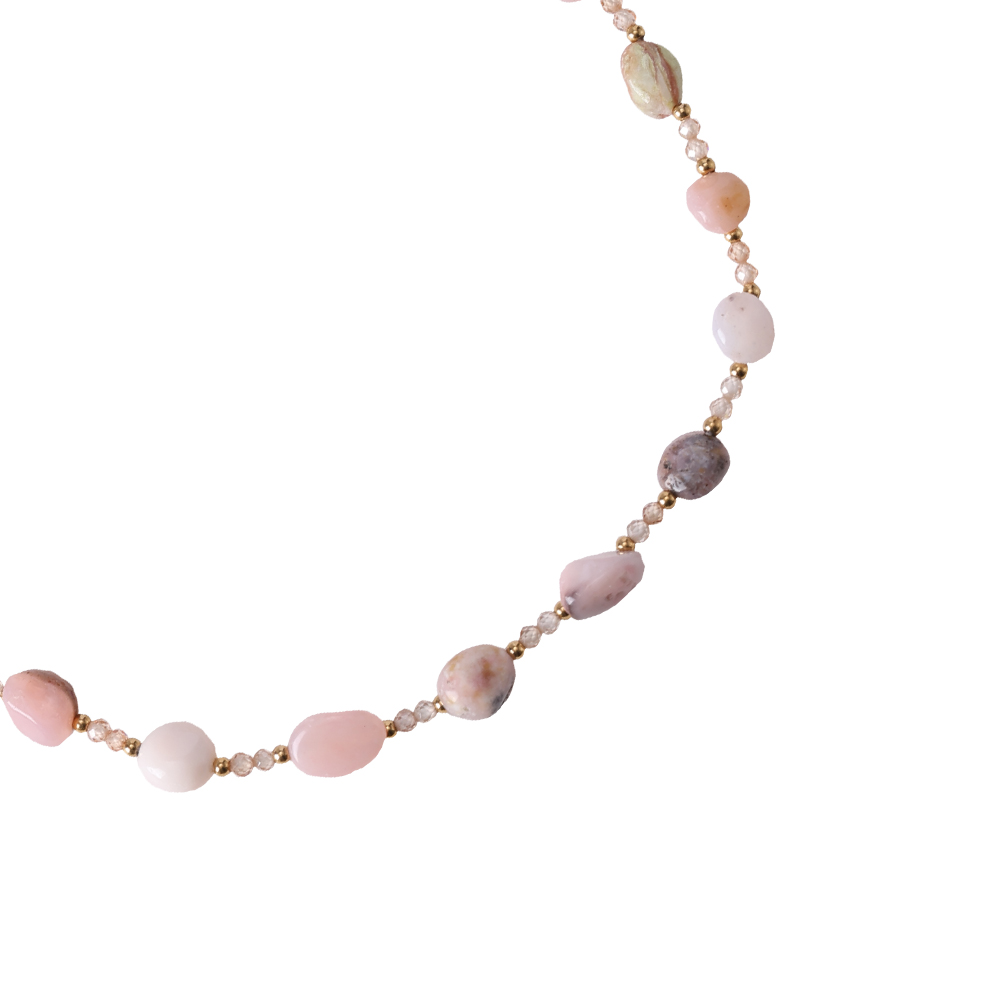 Pink Opal Edelstahl Halskette