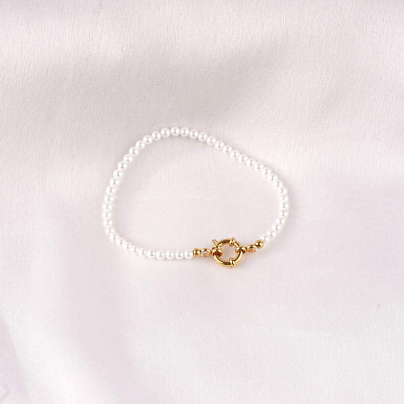 Line of Mini Pearls Edelstahl Armband