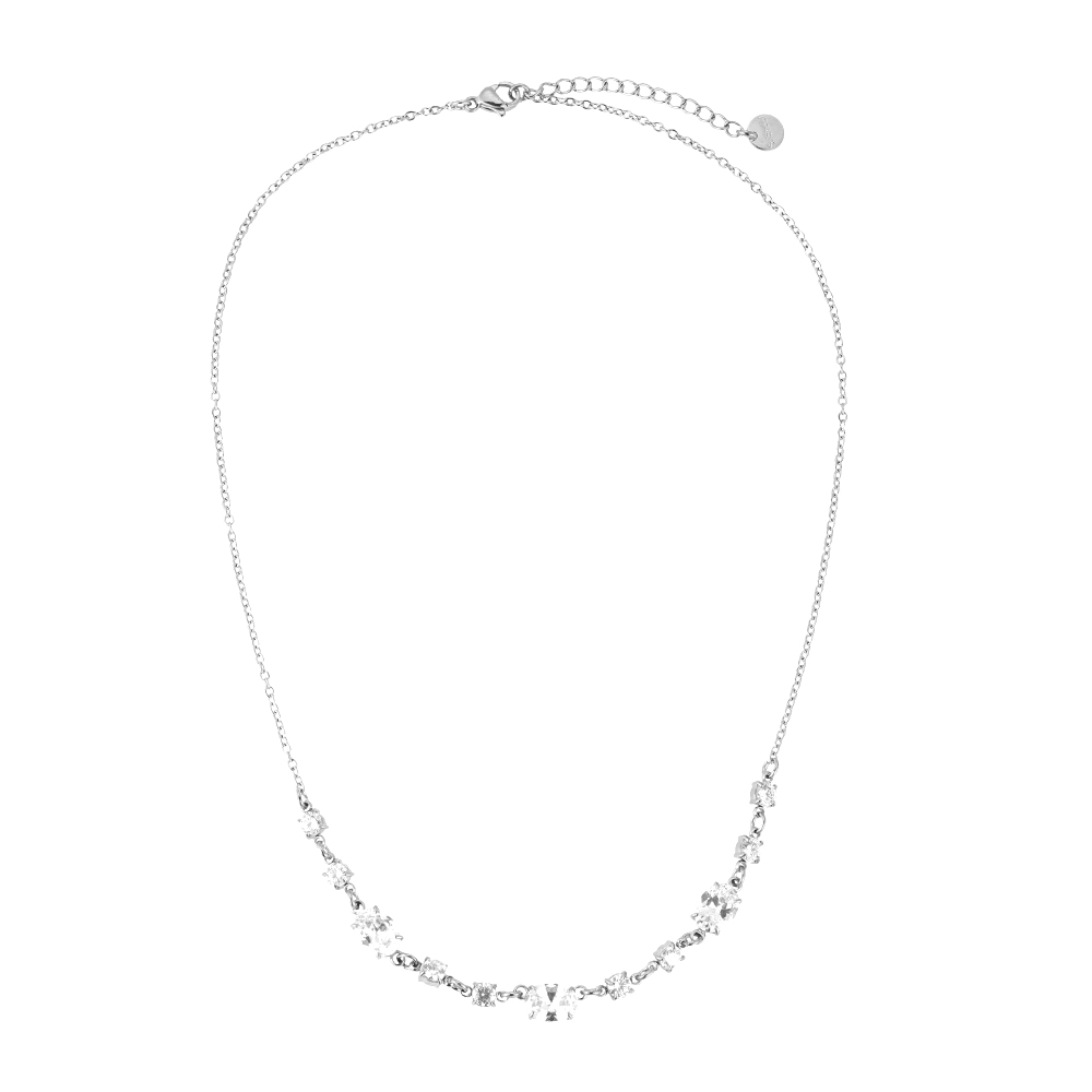 Multiple Diamonds Stainless Steel Necklace
