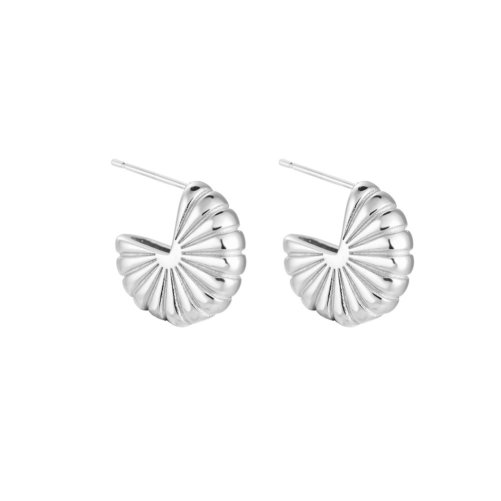 Flower Ammonite Stainless Steel Ear Studs