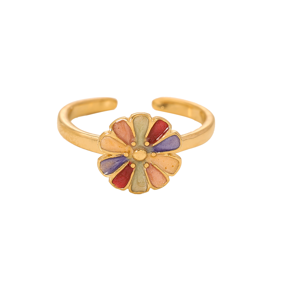 Colorful flower Edelstahl Ring
