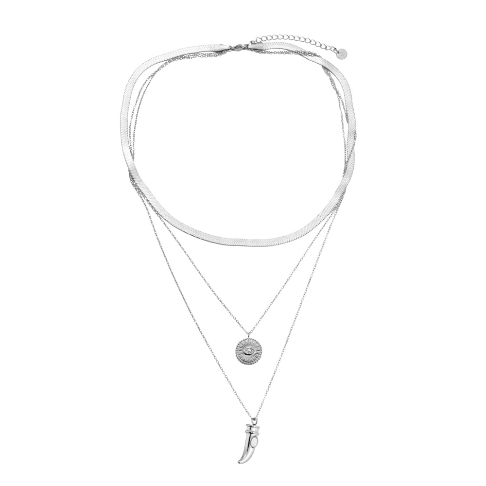 Augen und Hornmesser 3 Layer Stainless Steel Necklace