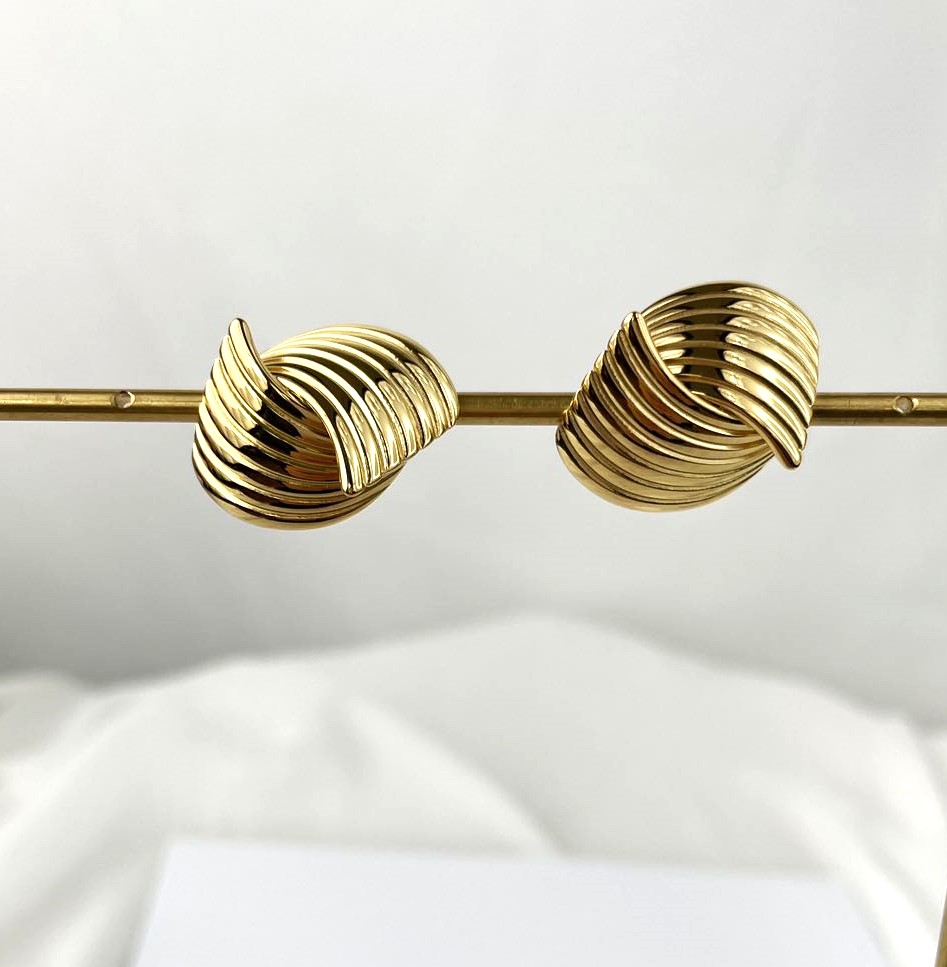 Brushed Gold Stainless Steel Ear Studs