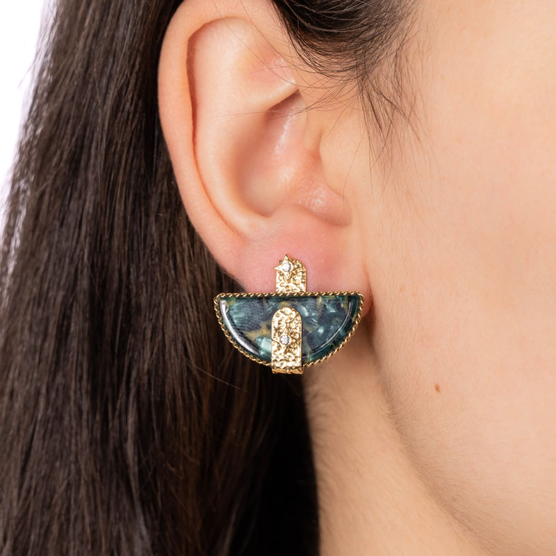 Emeraldine Scale Stainless Steel Earrings
