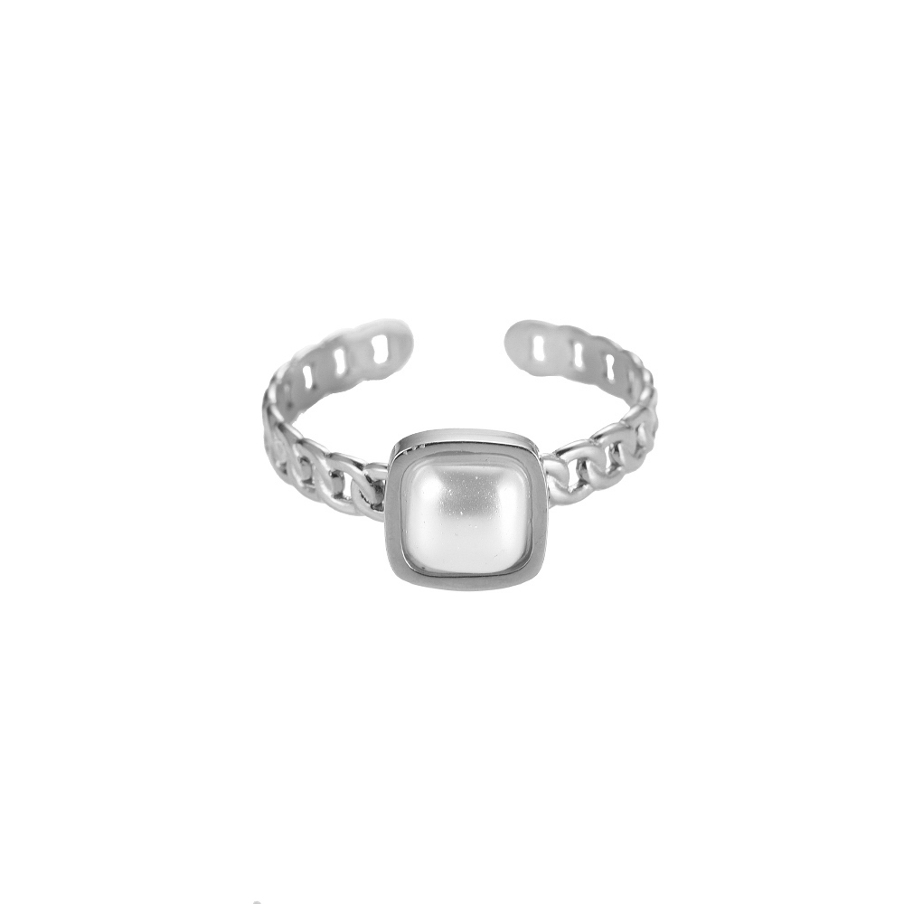 Osini Square Pearl Edelstahl Ring