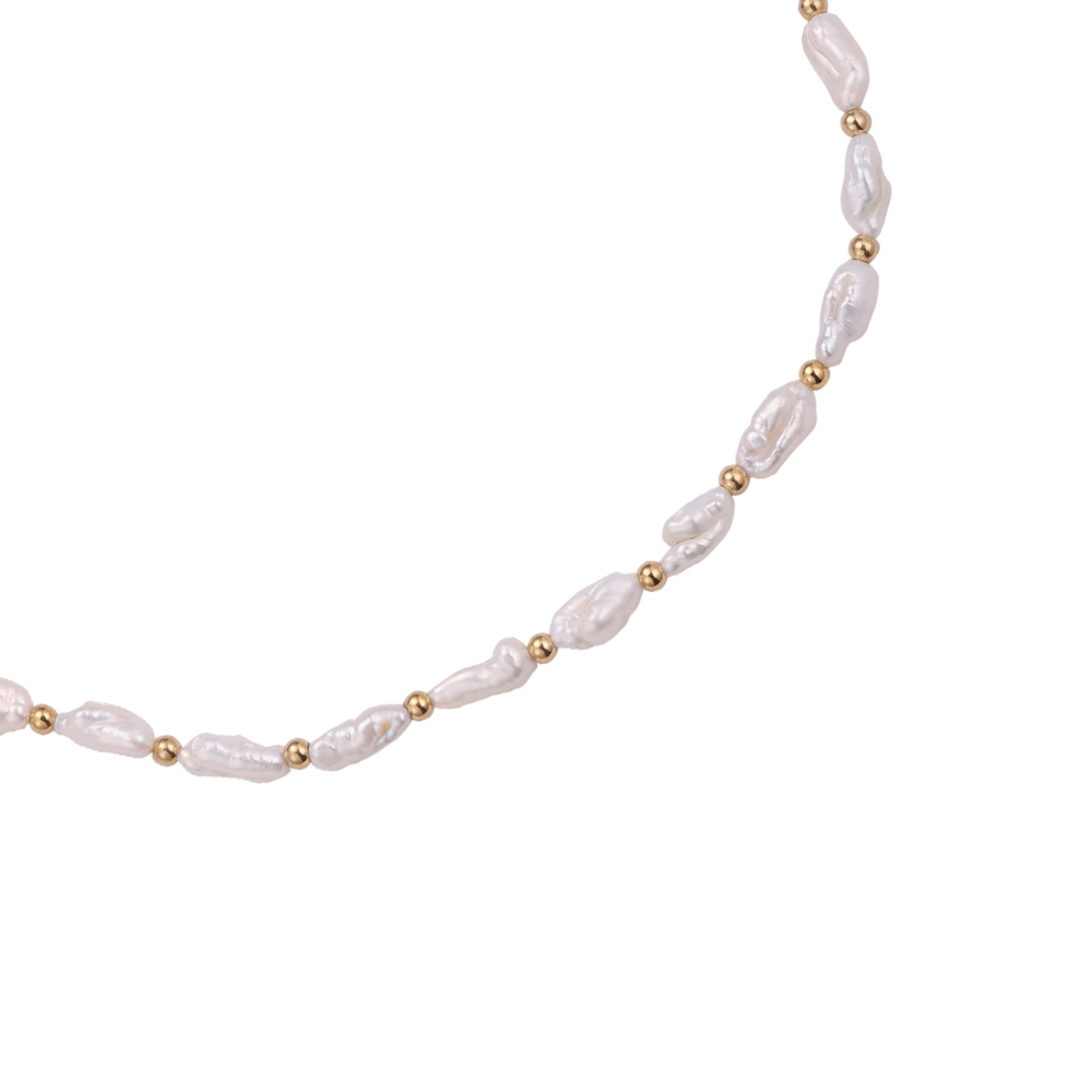 Unique Shaped Pearls Stainless Steel Necklace