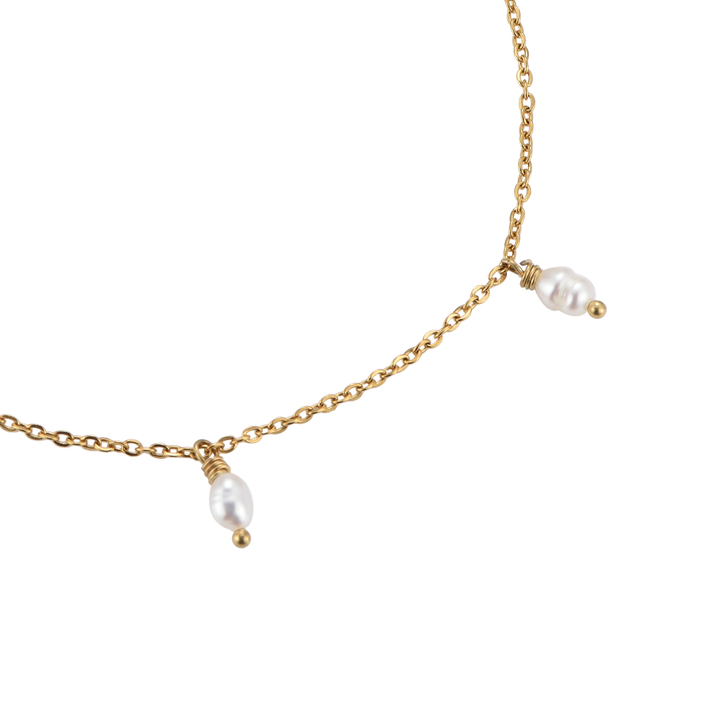 Gloria Hanging Pearls Stainless Steel Anklet