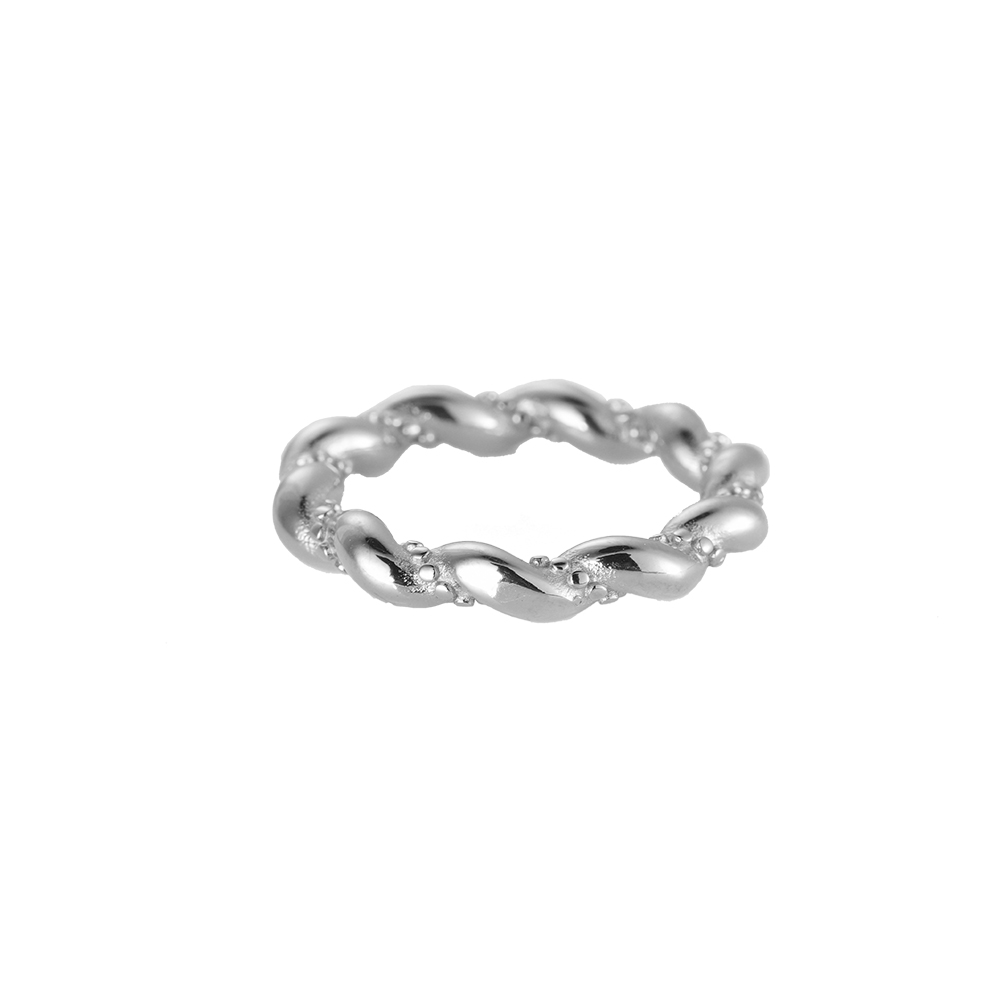 Dotted Twist Stainless Steel Ring