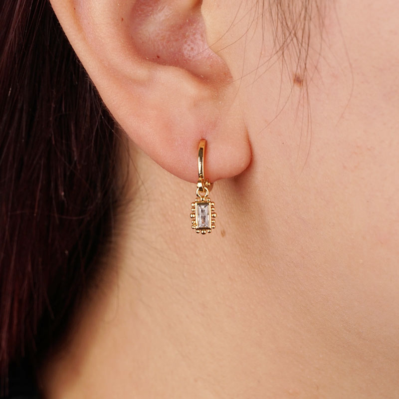Bubbly Rectangle Hoop Gold-plated Earrings