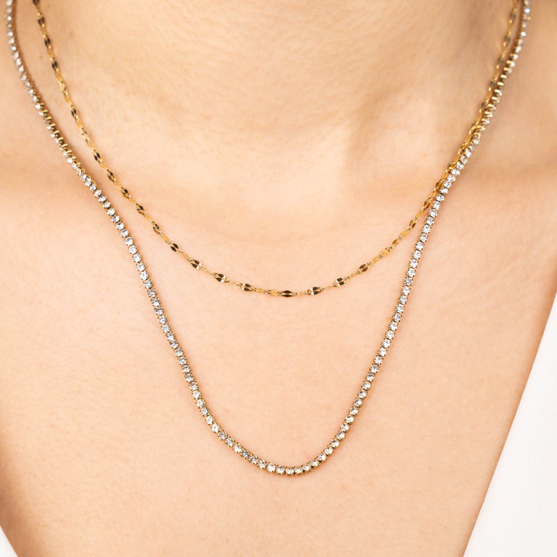 2 Layer Plate Chain Stainless Steel Necklace