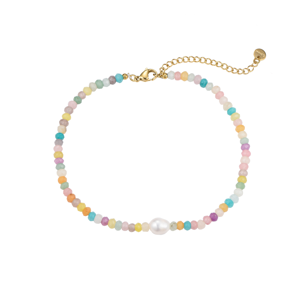 Colorful Stones & 1 Pearl Anklet