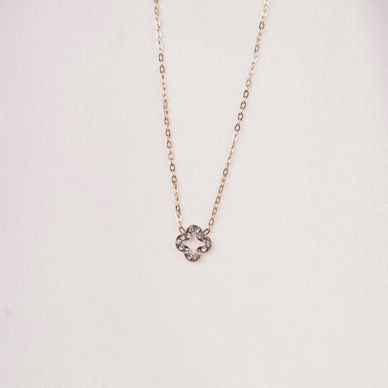 Hollow Diamond Flower Stainless Steel Necklace