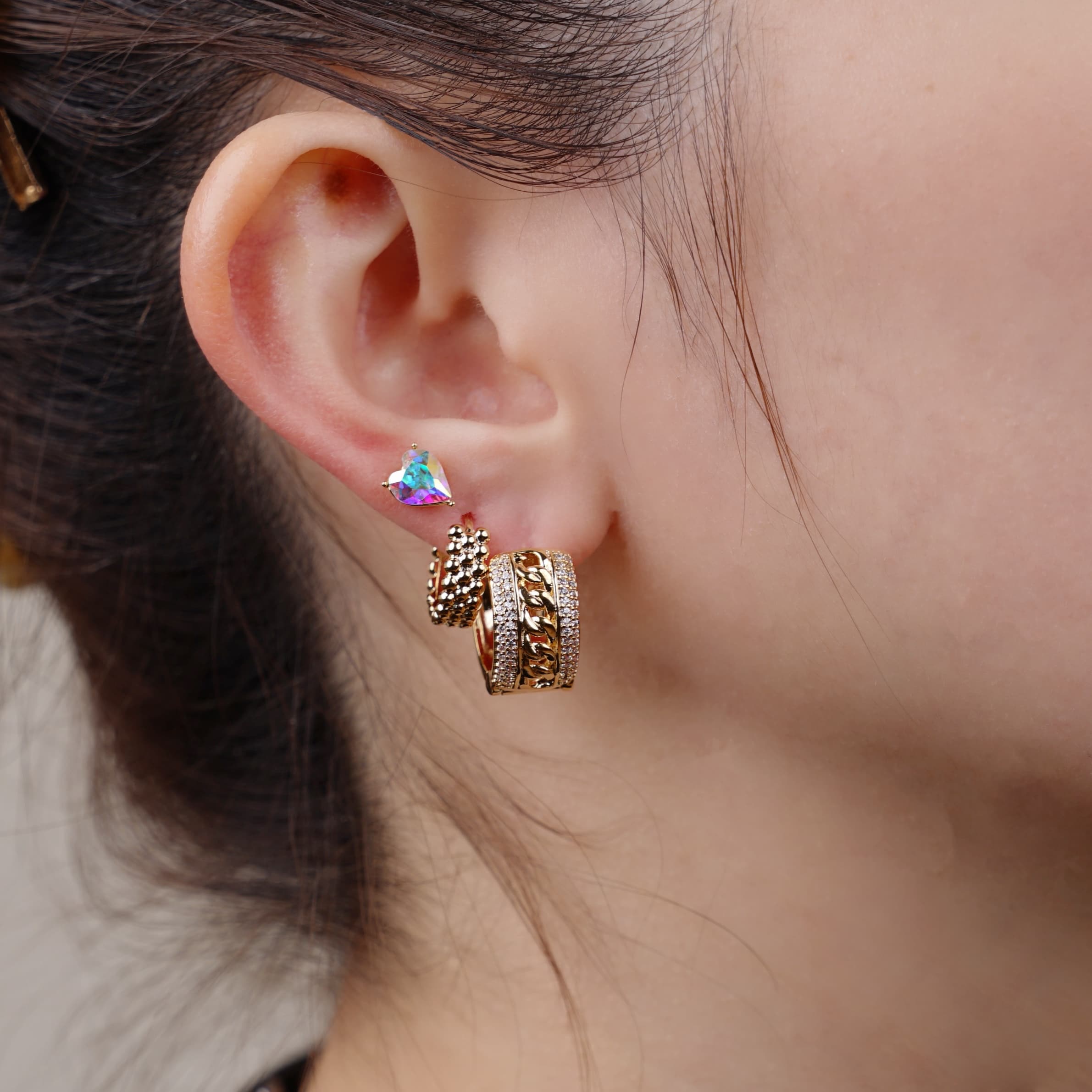 Colorful Mysty Heart Plated Earring