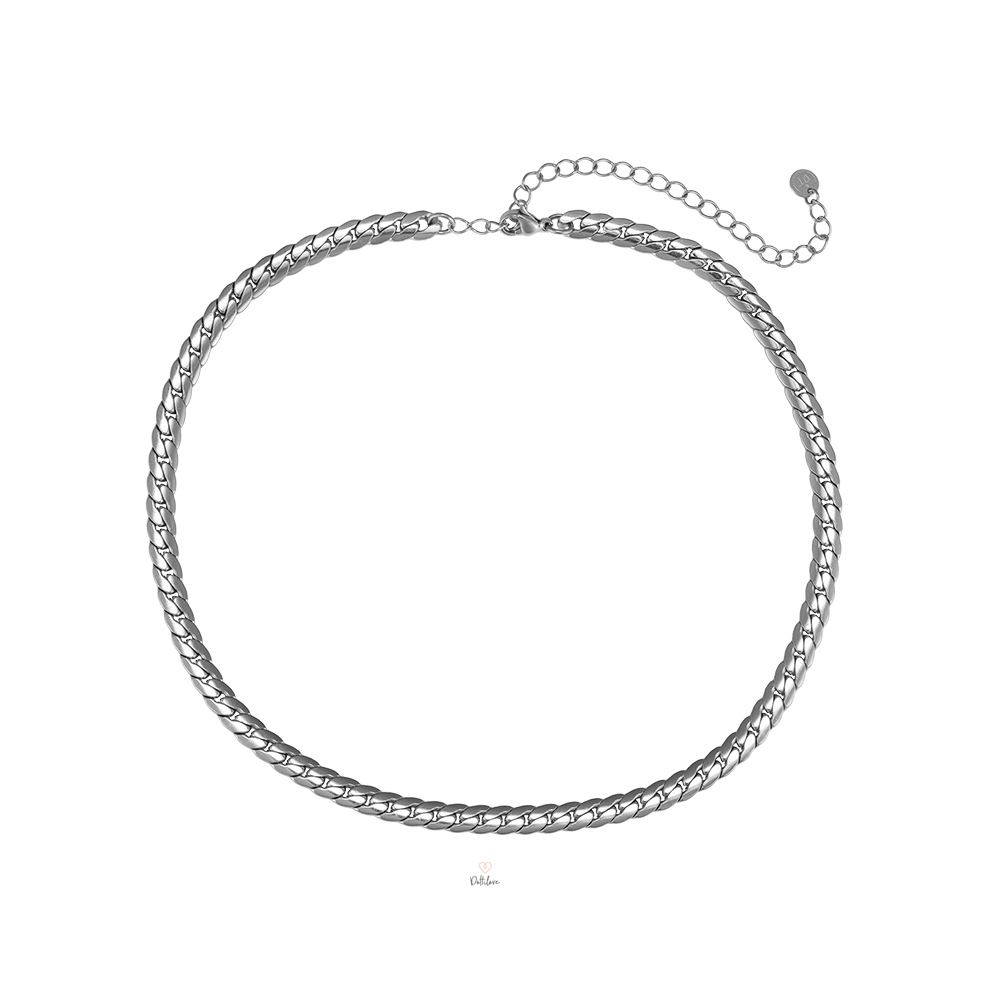 Round Flat Chain Stainless Steel Necklace