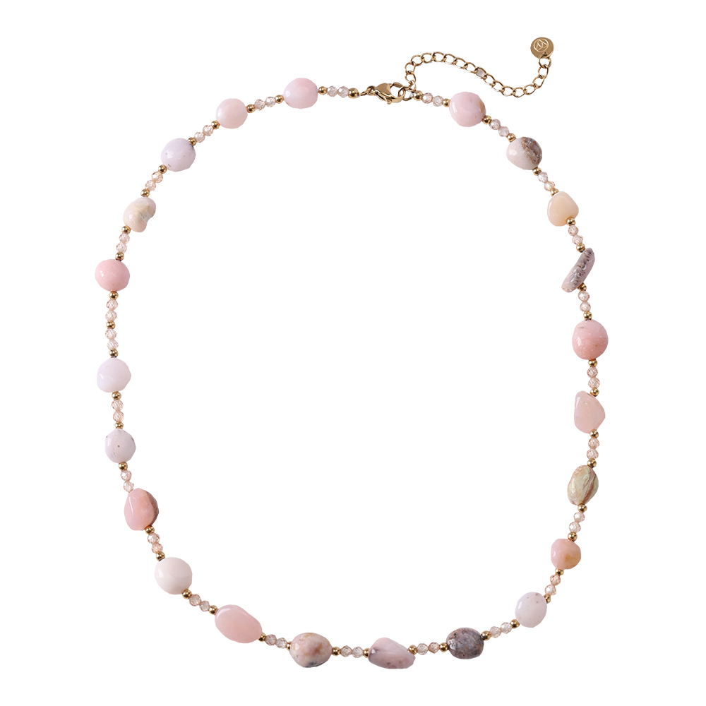 Pink Opal Stainless Steel Necklace