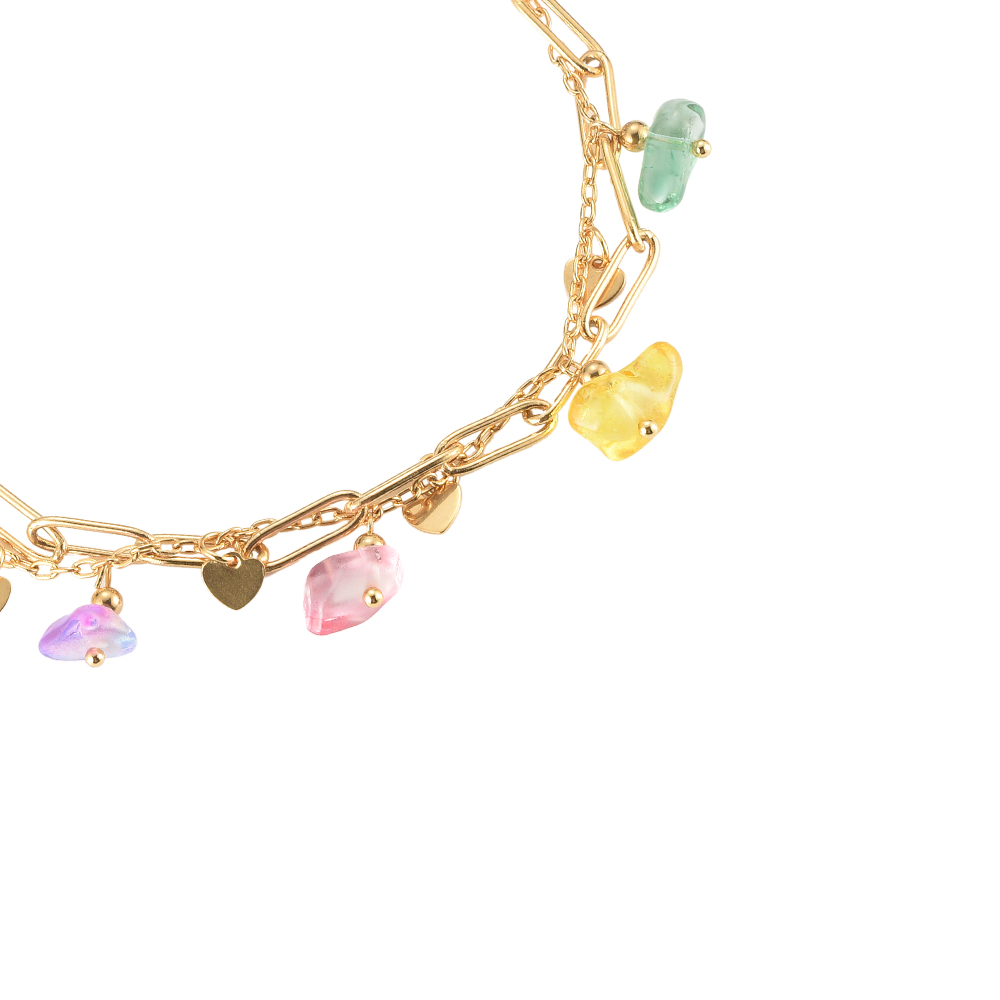 Colorful Stones 2 Layer Stainless Steel Anklet