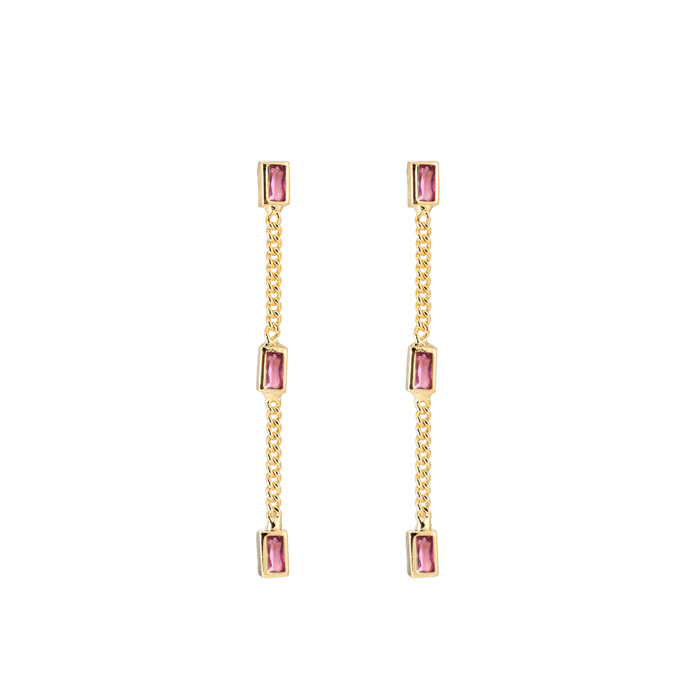 3 Hanging Cubes Plated Earrings