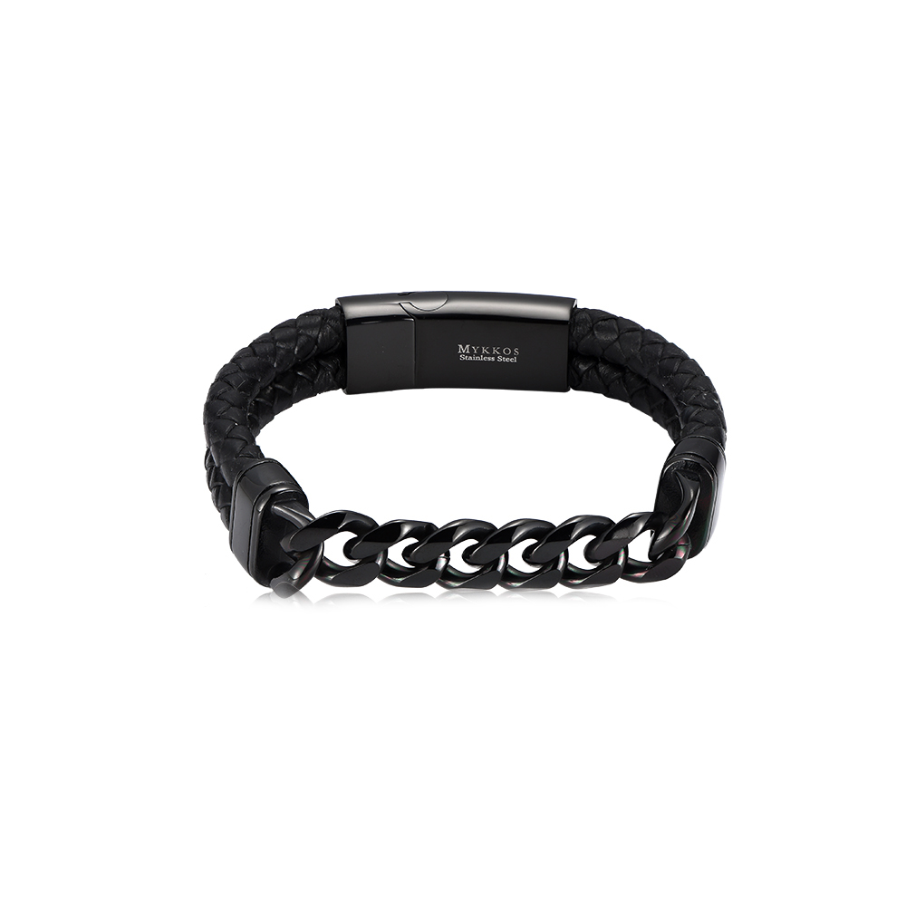 Boris Stainless Steel Leather Bracelet