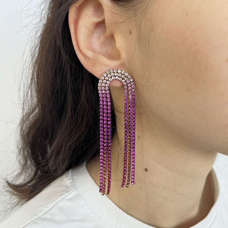 Pink Gradient Curve Stainless Steel Earrings