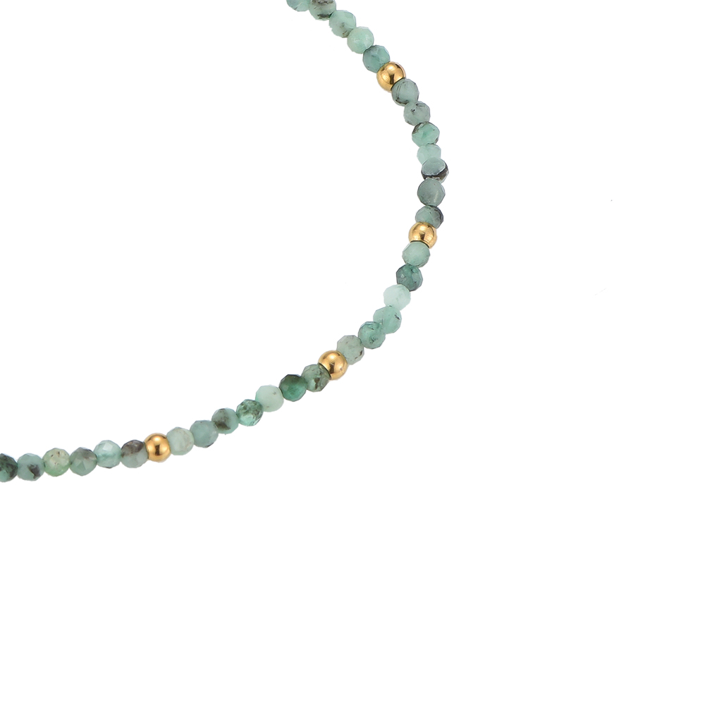 Emerald Semi-Precious Gemstone Stainless Steel Bracelet