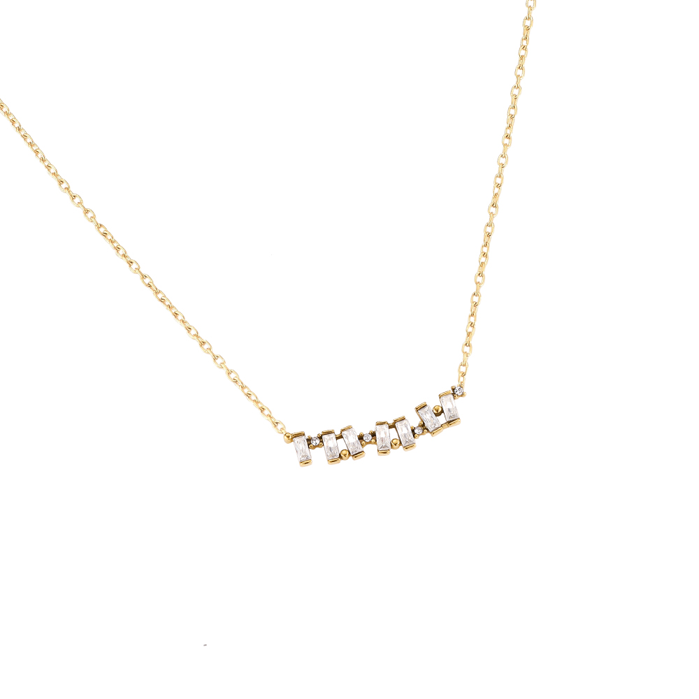 Chain of Rectangular Diamonds Stainless Steel Necklace