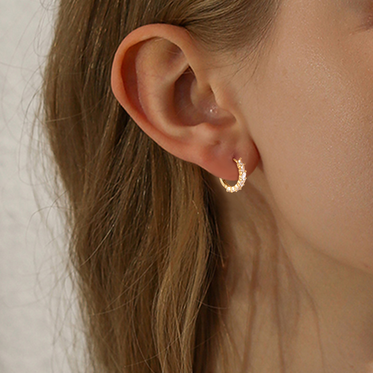 Diamond Streifen Gold-plated Earrings