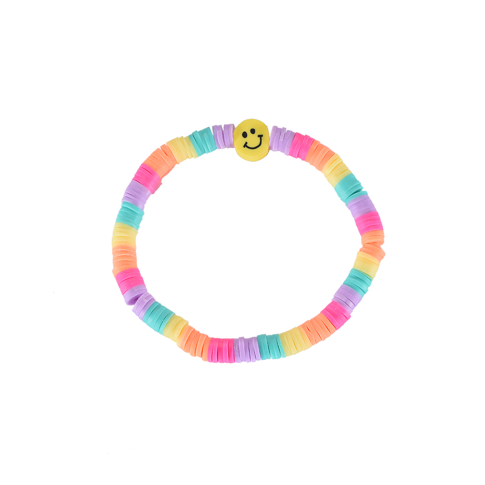 Single Yellow Smiley Beads Elastic Bracelet