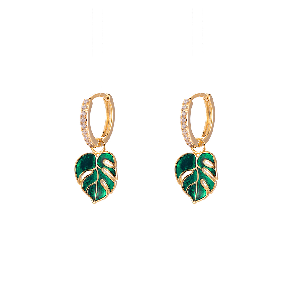 Palm Leaf Plated Earrings