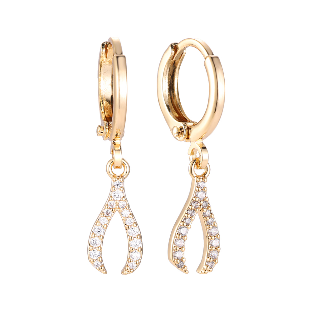 Diamond Wishbones Gold-plated Earrings