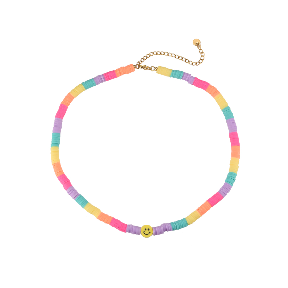 Single Yellow Smiley Beads Necklace