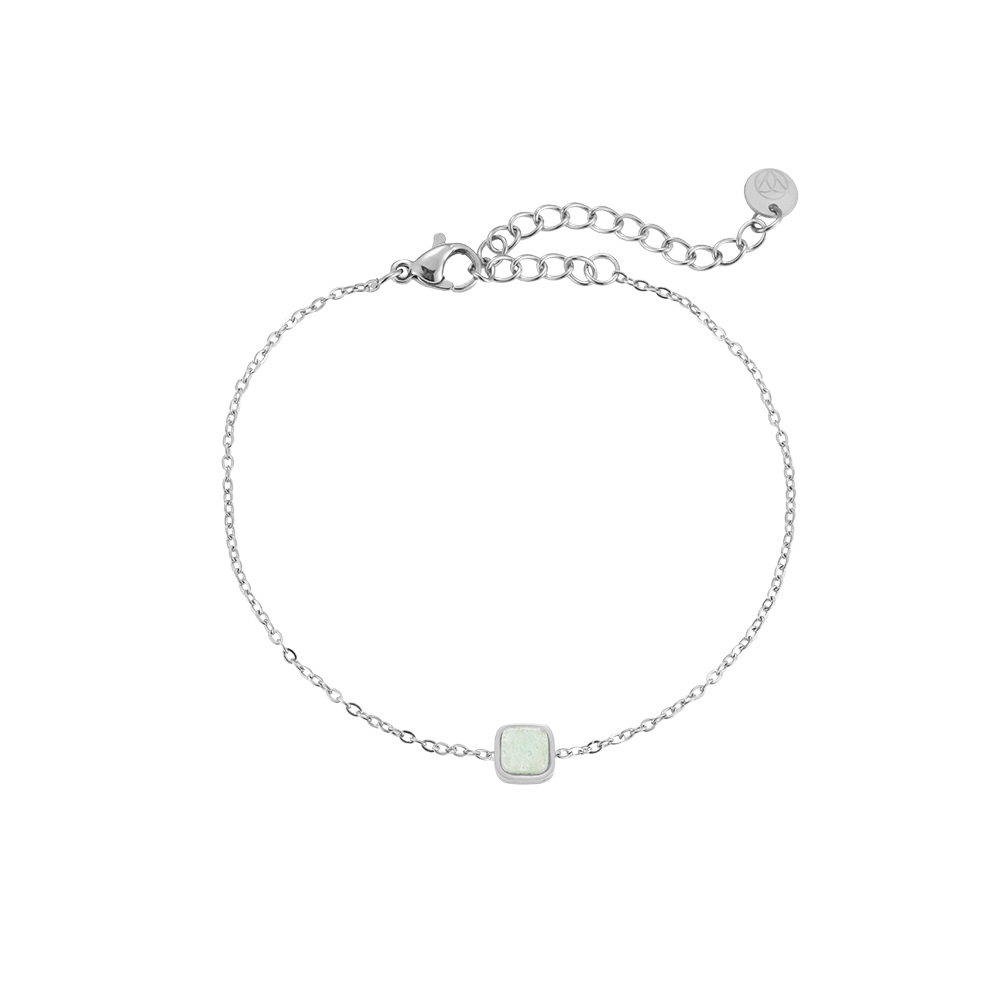 Square Mint Color Stone Stainless Steel Bracelet