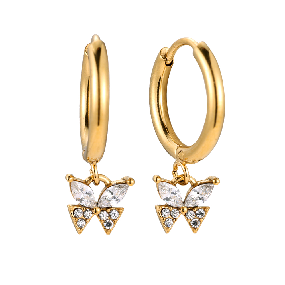Fine Butterfly Diamond Stainless Steel Earrings