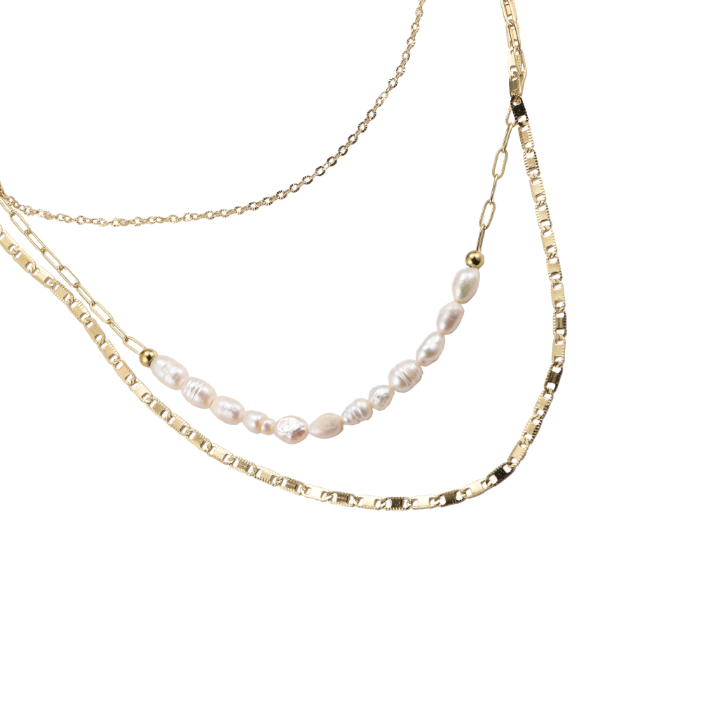 Pearl Three Layers Stainless Steel Necklace